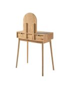 Tavolo da toeletta Alia con specchio e 2 cassetti con frontali in rattan - L.80 cm