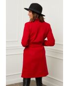 Langer roter Mantel aus Wollmischung mit Gürtel