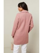 Abrigo de cuello medio con muescas en mezcla de lana rosa