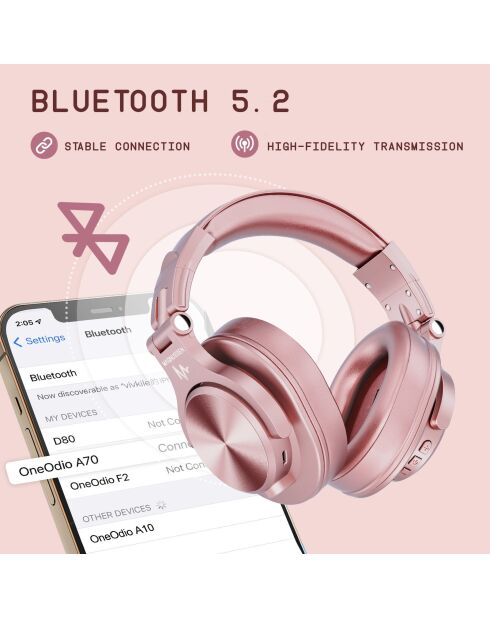 Casque Bluetooth H6 or rose - 24x17x11 cm