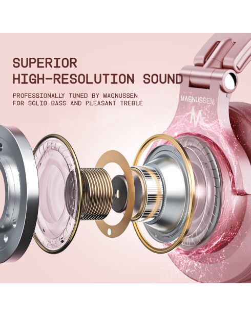 Casque Bluetooth H6 or rose - 24x17x11 cm