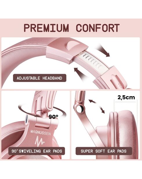 Casque Bluetooth H6 or rose - 24x17x11 cm