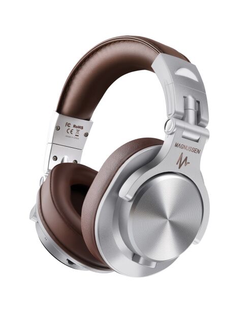 Casque Bluetooth H6 argenté et marron - 24x17x11 cm