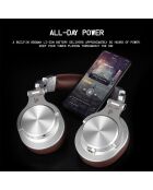 Casque Bluetooth H6 argenté et marron - 24x17x11 cm
