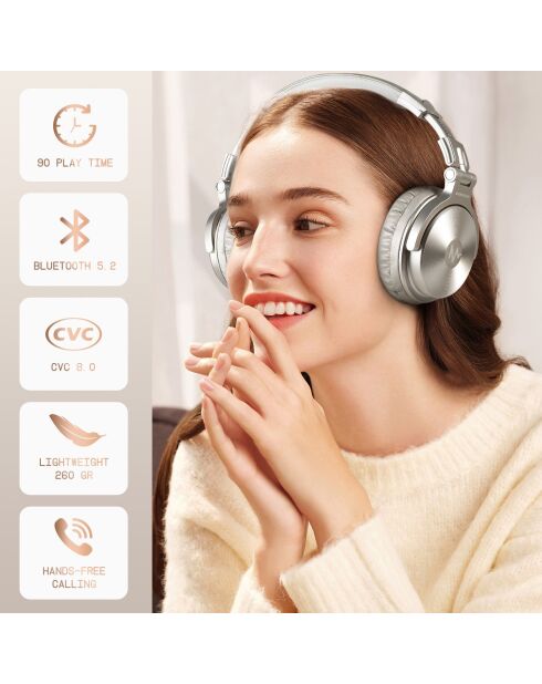 Casque Bluetooth H7 argenté - 24x17x11 cm