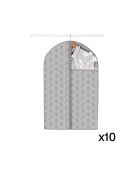 Set de 20 fundas para ropa estampada en abanico en colores gris y transparente - H.90 cm