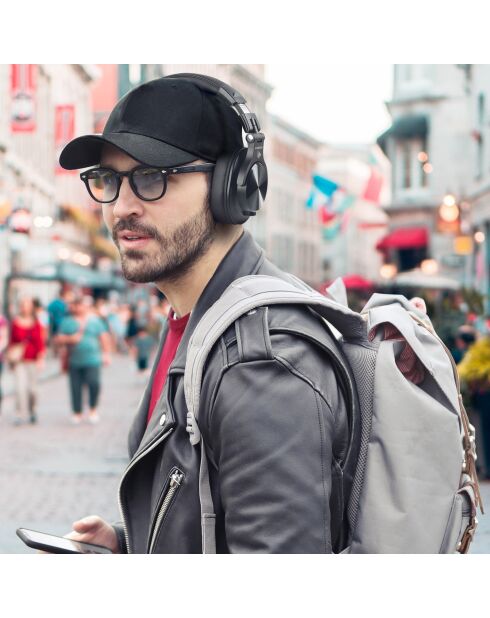 Casque Bluetooth H6 noir brillant - 24x17x11 cm