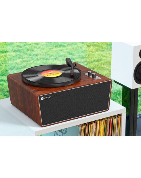 Platine vinyle Bluetooth T2 noir et auburn - 36x29x14 cm