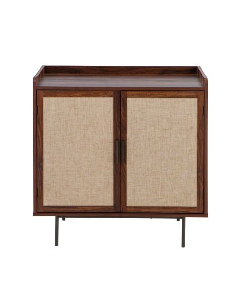 Credenza Jetson con decoro a 2 ante in noce con frontali in tessuto - L.80 cm