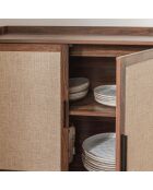 Jetson Sideboard mit 2 Türen, Nussbaumdekor mit Stofffronten, L.80 cm