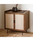 Jetson Sideboard mit 2 Türen, Nussbaumdekor mit Stofffronten, L.80 cm