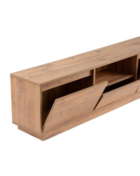 Vanguard tv-meubel met 3 vouwdeuren en 1 open nis met bruin houten decor - L.160 cm