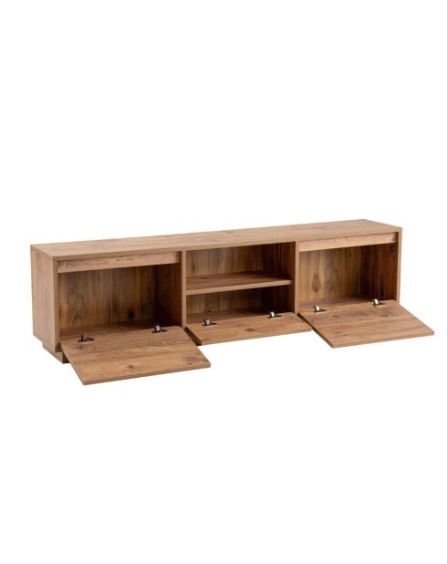 Vanguard tv-meubel met 3 vouwdeuren en 1 open nis met bruin houten decor - L.160 cm