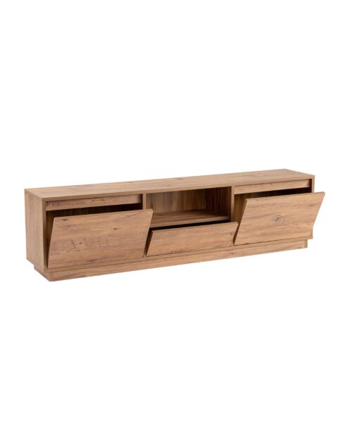 Vanguard tv-meubel met 3 vouwdeuren en 1 open nis met bruin houten decor - L.160 cm