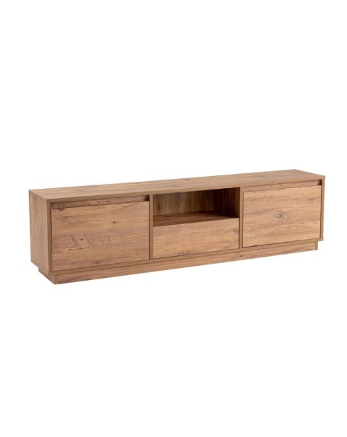 Vanguard tv-meubel met 3 vouwdeuren en 1 open nis met bruin houten decor - L.160 cm