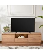 Vanguard tv-meubel met 3 vouwdeuren en 1 open nis met bruin houten decor - L.160 cm