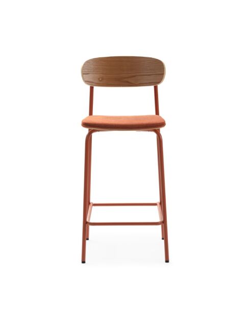 Lot de 2 tabourets Adriana en tissu avec pieds en métal coloris marron et terracotta - H.66 cm