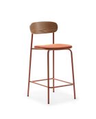 Lot de 2 tabourets Adriana en tissu avec pieds en métal coloris marron et terracotta - H.66 cm