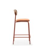 Lot de 2 tabourets Adriana en tissu avec pieds en métal coloris marron et terracotta - H.66 cm