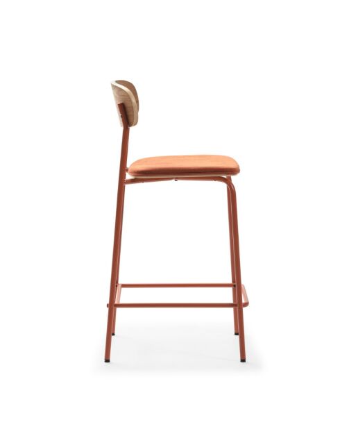 Lot de 2 tabourets Adriana en tissu avec pieds en métal coloris marron et terracotta - H.66 cm