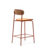 Lot de 2 tabourets Adriana en tissu avec pieds en métal coloris marron et terracotta - H.66 cm