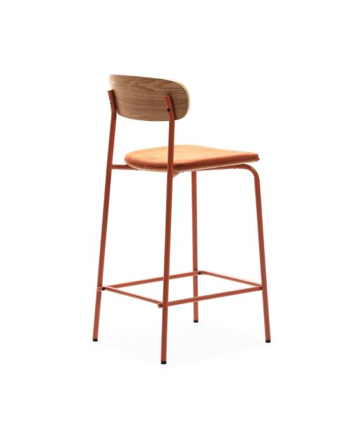 Lot de 2 tabourets Adriana en tissu avec pieds en métal coloris marron et terracotta - H.66 cm