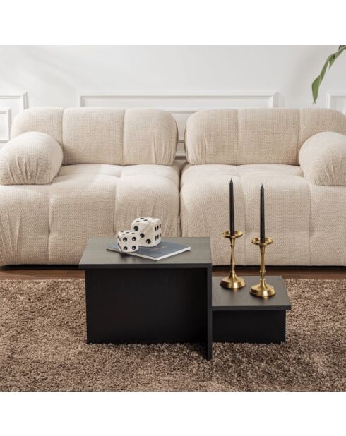 Table basse Harmony 2 niveaux noire - L.77 cm