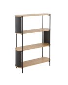 Eklo 4-laagse plank met houten decor met zwarte metalen zijkanten - H.134 cm