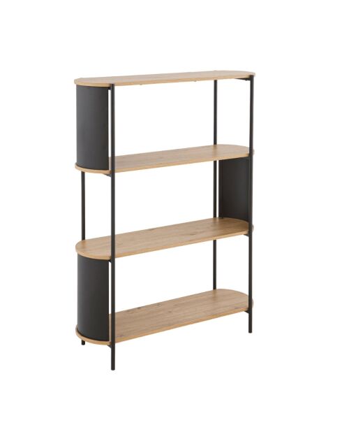 Eklo 4-laagse plank met houten decor met zwarte metalen zijkanten - H.134 cm