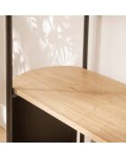 Eklo 4-laagse plank met houten decor met zwarte metalen zijkanten - H.134 cm