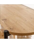 Eklo 4-laagse plank met houten decor met zwarte metalen zijkanten - H.134 cm