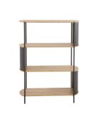 Eklo 4-laagse plank met houten decor met zwarte metalen zijkanten - H.134 cm
