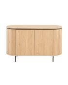 2-türiges Sideboard Malaga mit Rilleneffekt in hellem Holz und schwarzen Farben - L.120 cm