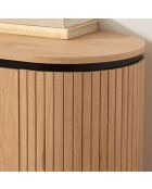 2-türiges Sideboard Malaga mit Rilleneffekt in hellem Holz und schwarzen Farben - L.120 cm