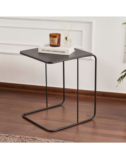 Bout de canapé Owen avec plateau en métal noir - H.46 cm