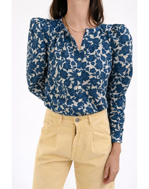 Blauwe katoenen blouse van Farol Blee