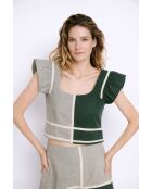 Top Dama Lino in lino verde