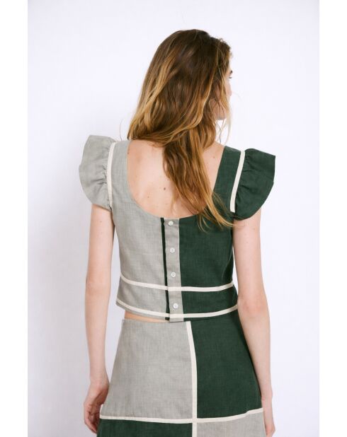 Top en lin Dama Lino vert