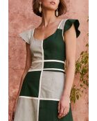Top Dama Lino in lino verde