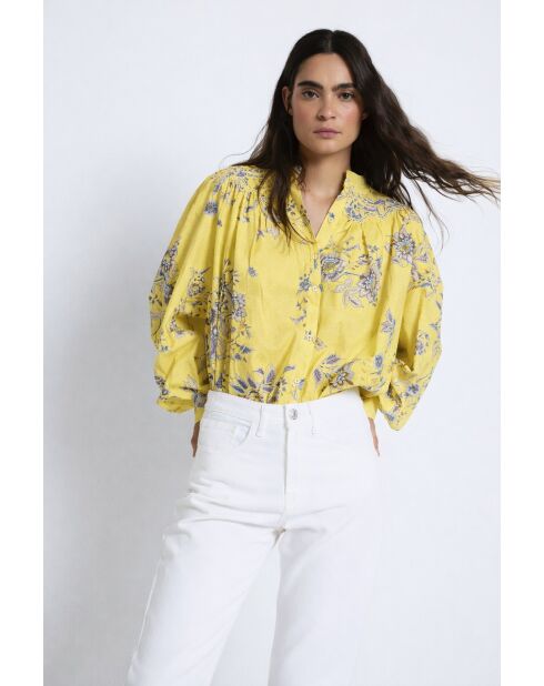 Blusa Tulipan Puntos gialla in cotone