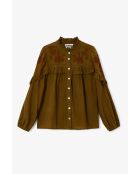 Khakifarbene Baumwollbluse Trujillo mit Stickerei
