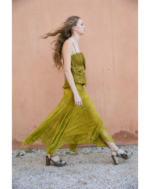 Gonna verde oliva Corina Encaje