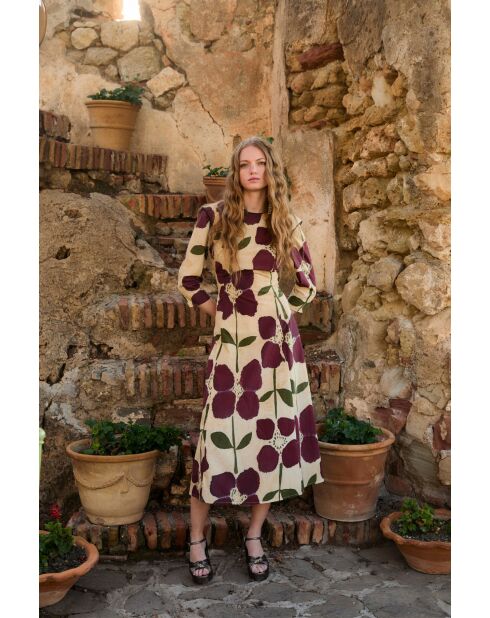 Burgunderfarbenes Baumwollkleid Amanda Lirio