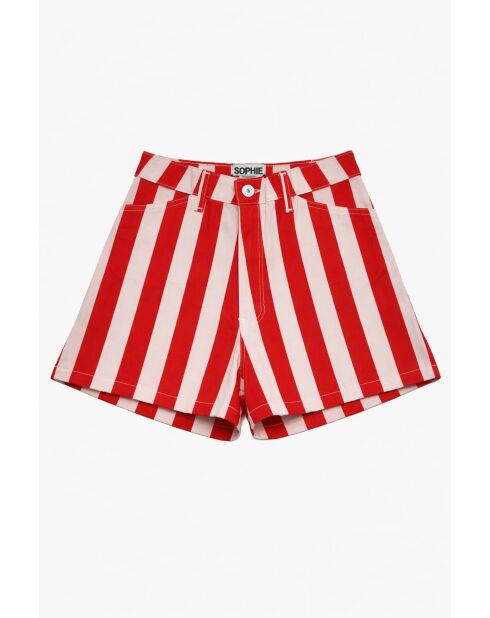 Short en coton Corse Barras rouge