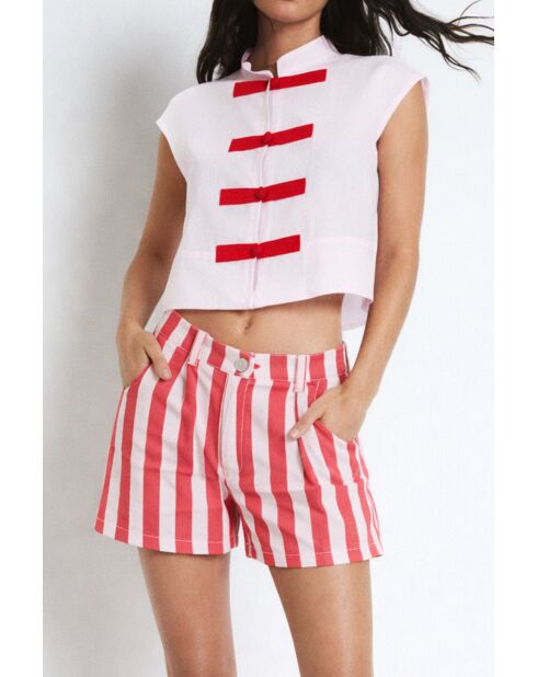 Short en coton Corse Barras rouge