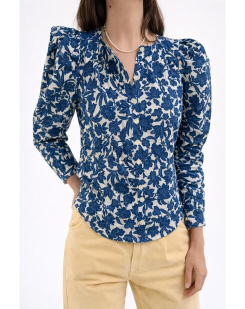 Blauwe katoenen blouse van Farol Blee