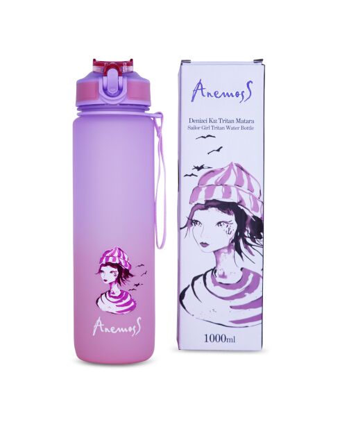 Bouteille d'eau en plastique Anemoss pourpre - 1 L