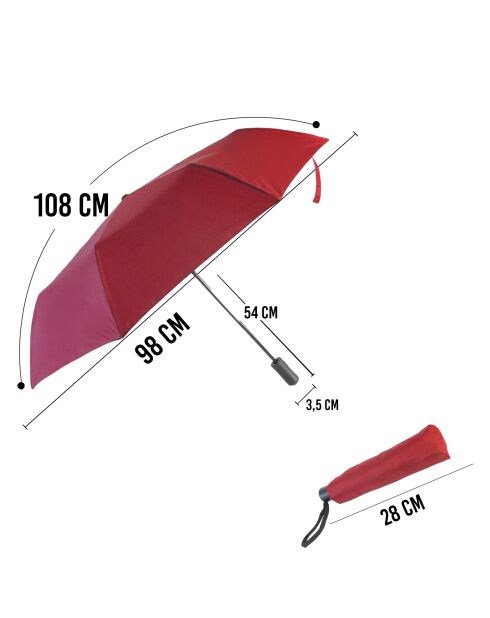 Parapluie pliable automatique Biggdesign Moods Up bordeaux rouge - D. 98 cm