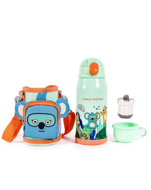 Bouteille d'eau Milk&Moo Jungle Friends verte - 20,5 x 8 cm