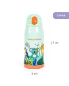 Bouteille d'eau Milk&Moo Jungle Friends verte - 20,5 x 8 cm